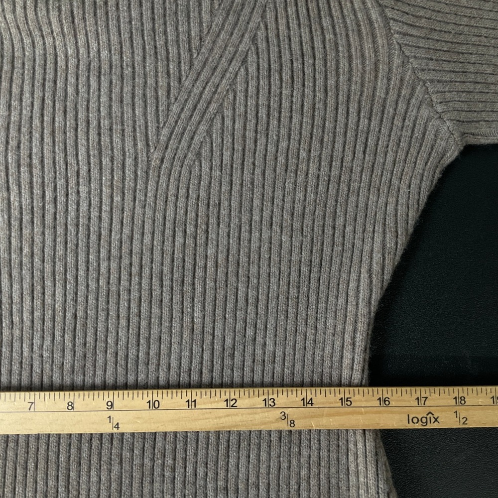 H&M Sweater Dress Womens L Brown Wool Blend Mock Neck Ribbed Mini Oversized NEW - Picture 6 of 10